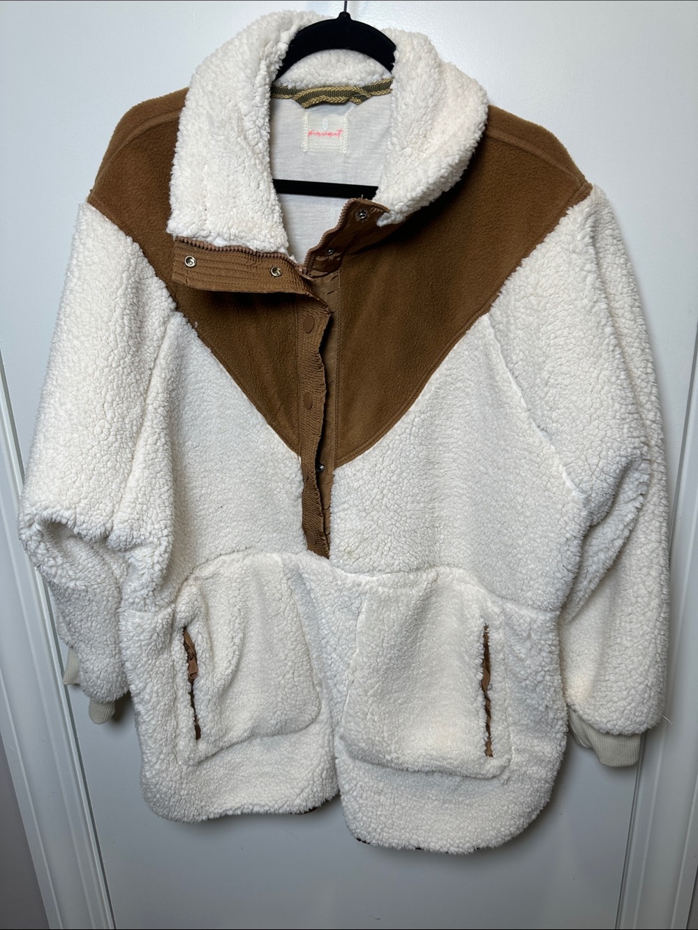 FP Movement by Free People Cream and Brown Sherpa Pullover Jacket(25)